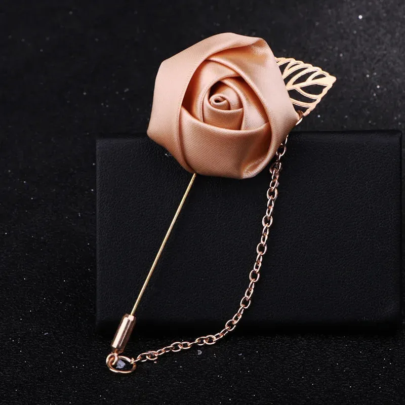 Groom Boutonniere Corsage Pins Wedding Silk Flower