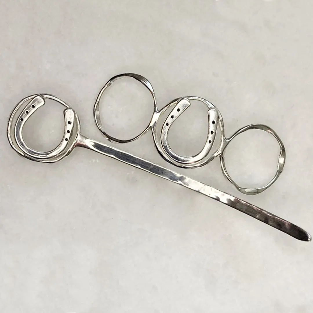 Handcast Horseshoe and Sterling Silver on Brass Center Ring Bun Cover