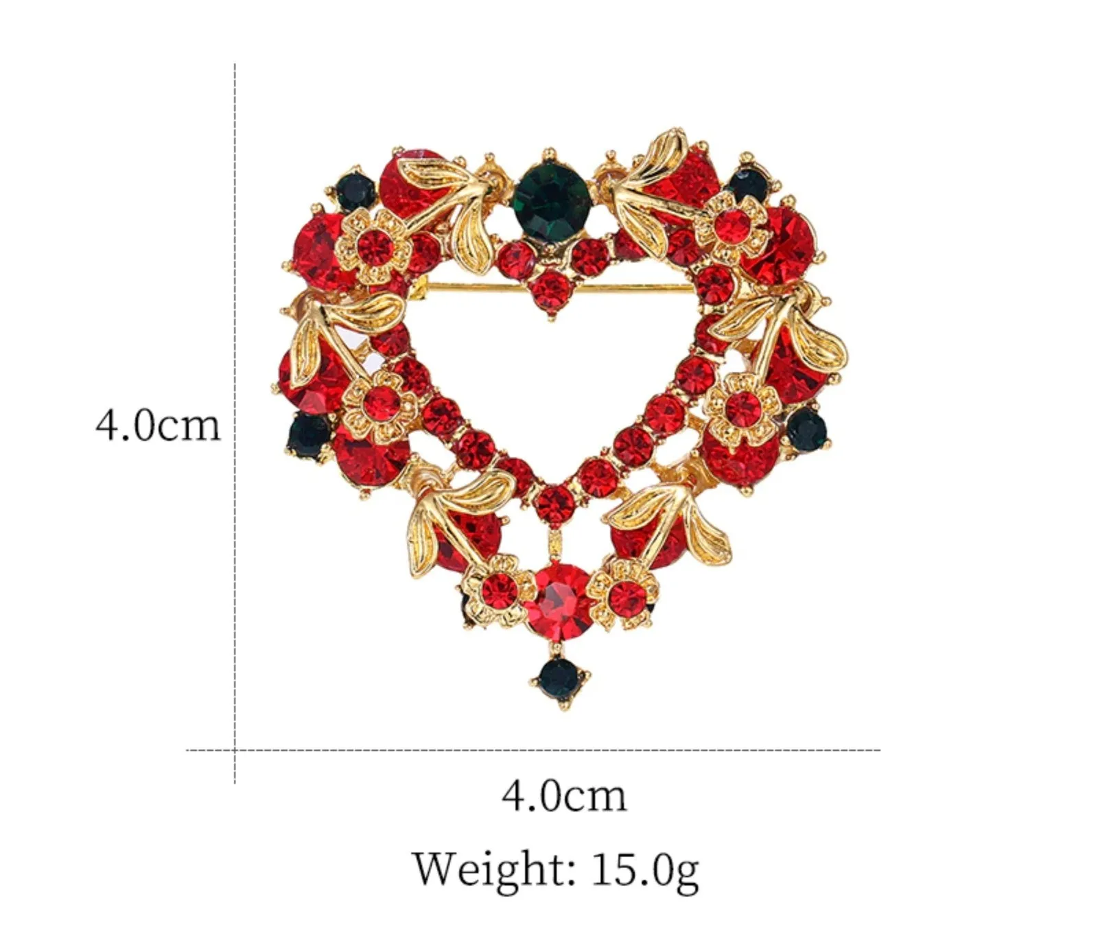 Heart brooch celebrity pin stunning vintage look gold plated queen broach i34