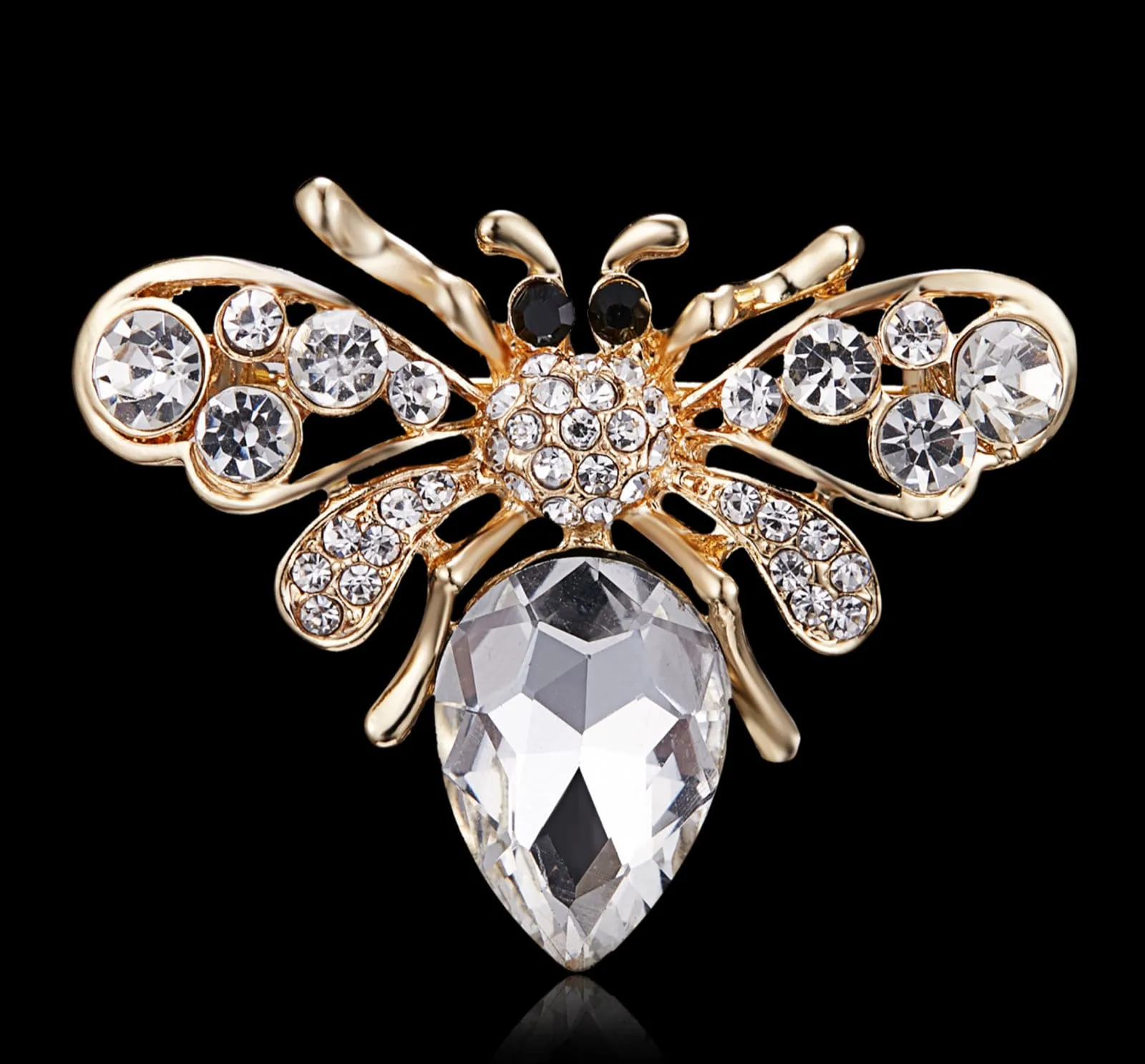 Honey bee brooch gold plated high end design celebrity broach vintage look pin a