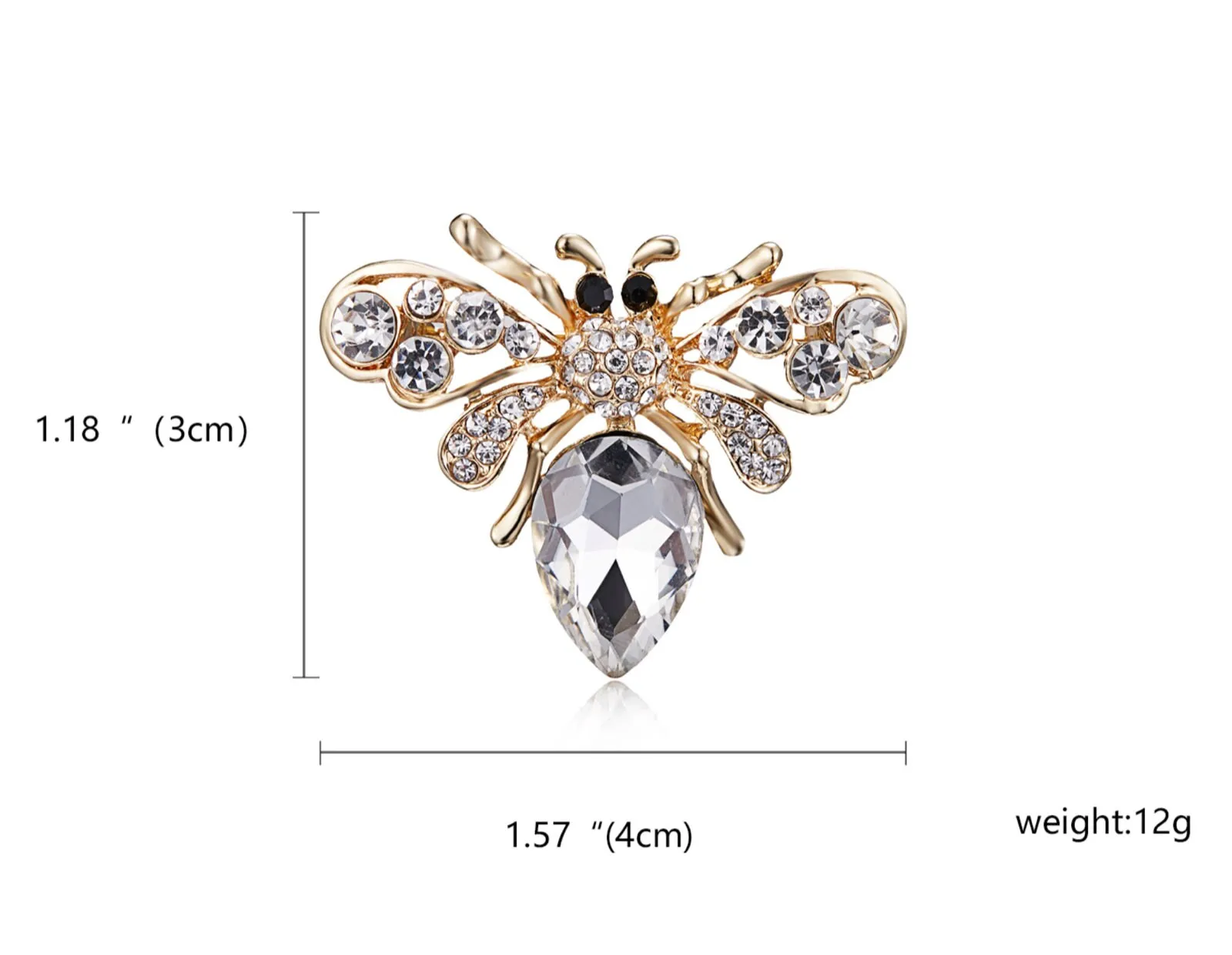Honey bee brooch gold plated high end design celebrity broach vintage look pin a