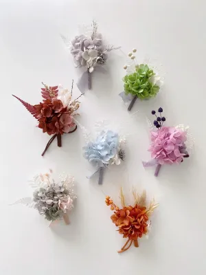 Hydrangea and Rose Preserved Flower Boutonniere Collection – Wedding Keepsakes