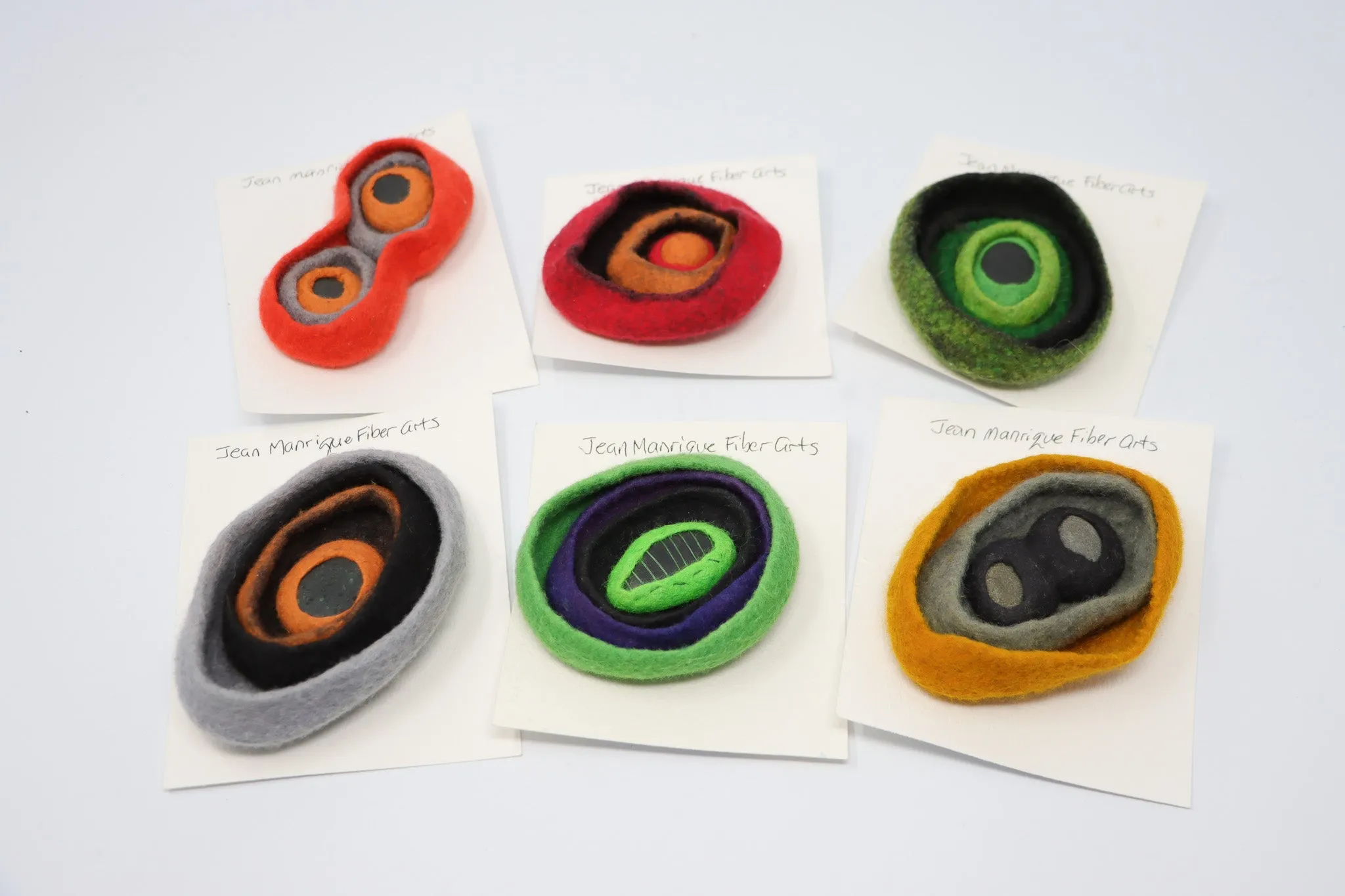 Jean Manrique Fiber Arts Assorted Felted Stone Brooch