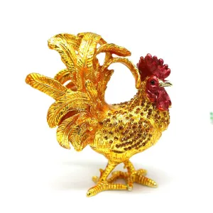 Jewelry Gift Enamel Color Craft Rooster Crystal Trinket Fashion Organizer Box Storage