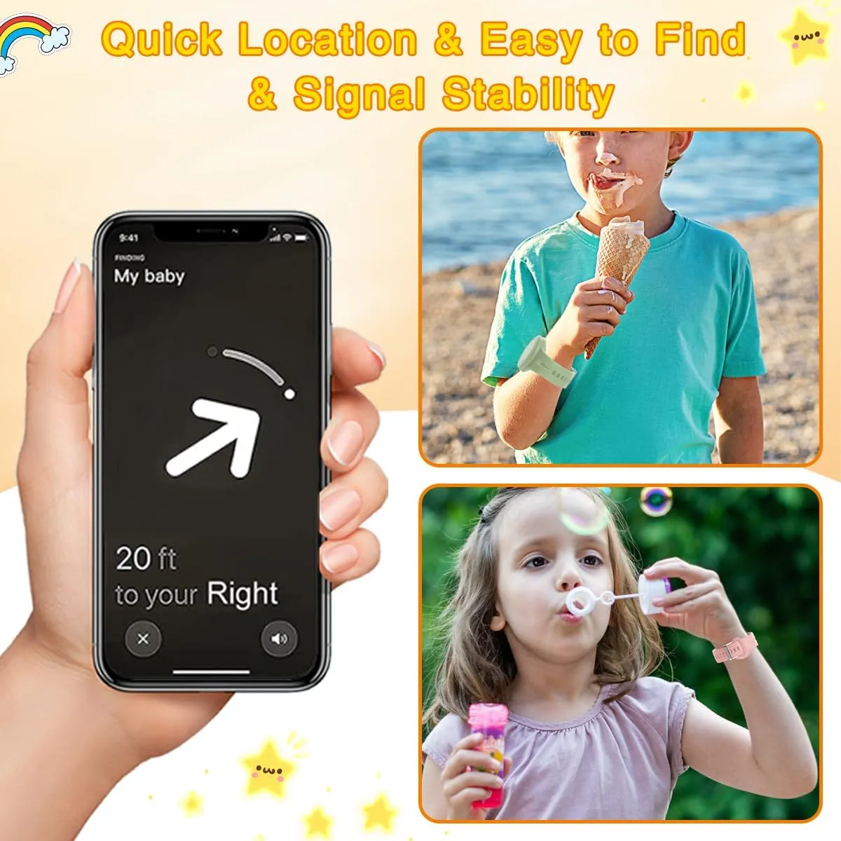 Kids' Waterproof Silicone Anti-loss Wristband