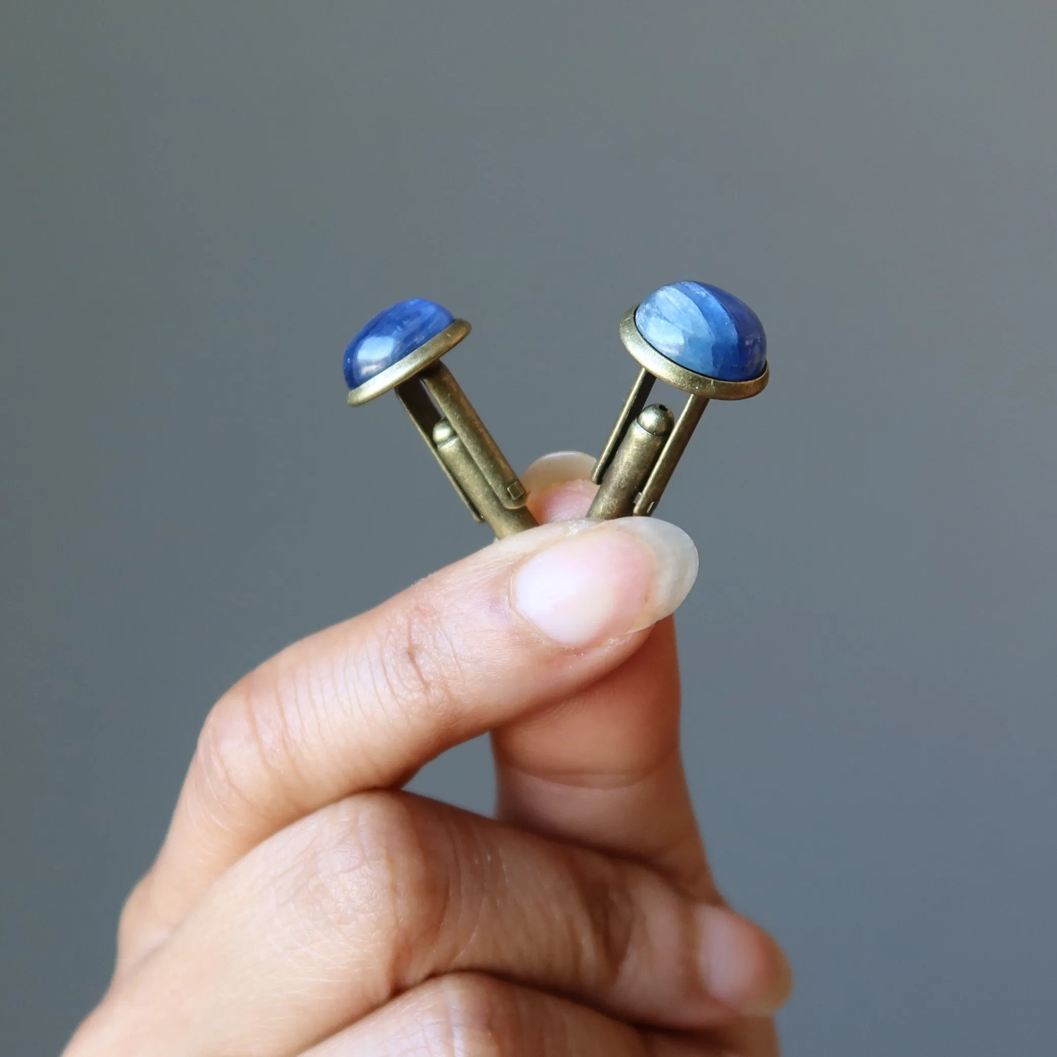 Kyanite Cufflinks Blue Ocean Antiqued Bronze
