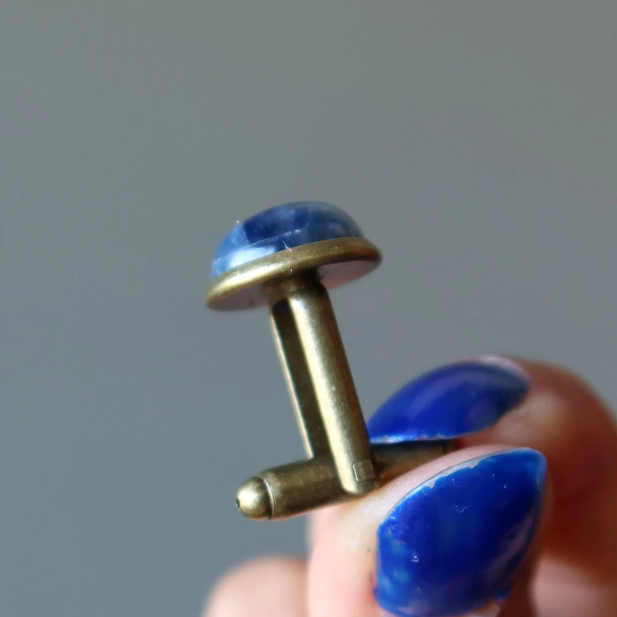 Kyanite Cufflinks Blue Ocean Antiqued Bronze