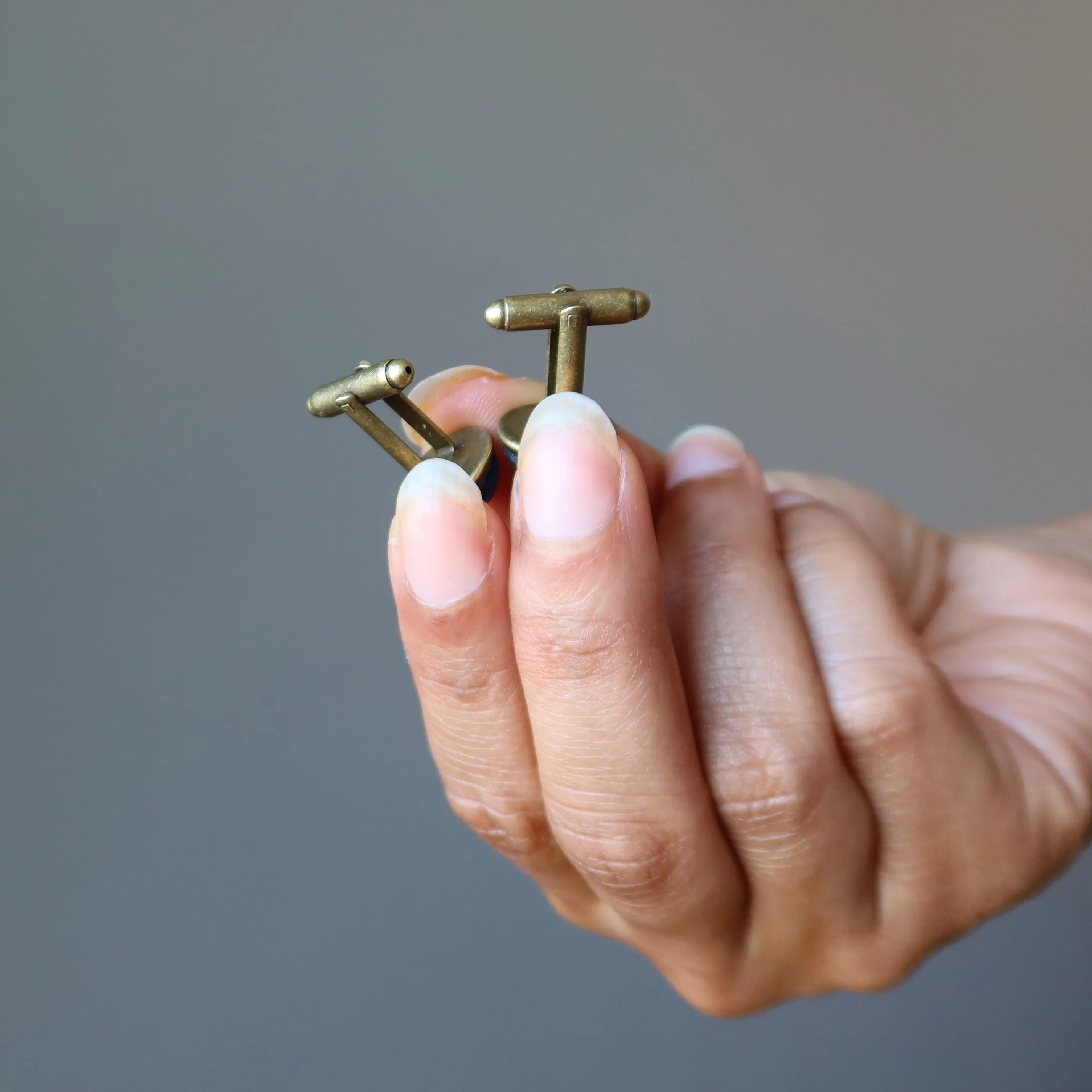 Kyanite Cufflinks Blue Ocean Antiqued Bronze