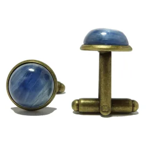Kyanite Cufflinks Blue Ocean Antiqued Bronze