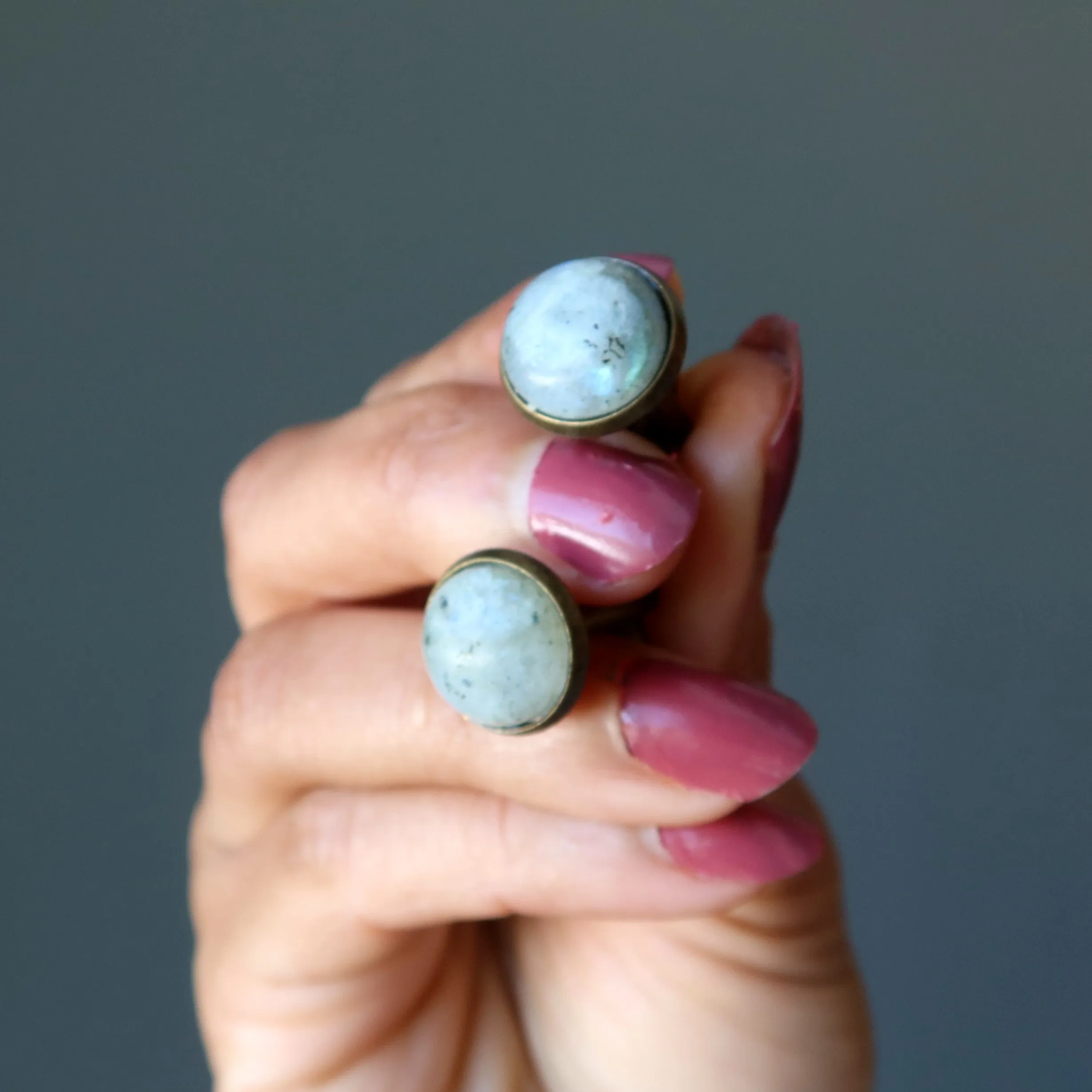 Labradorite Cufflinks Gray Beauty Antiqued Bronze
