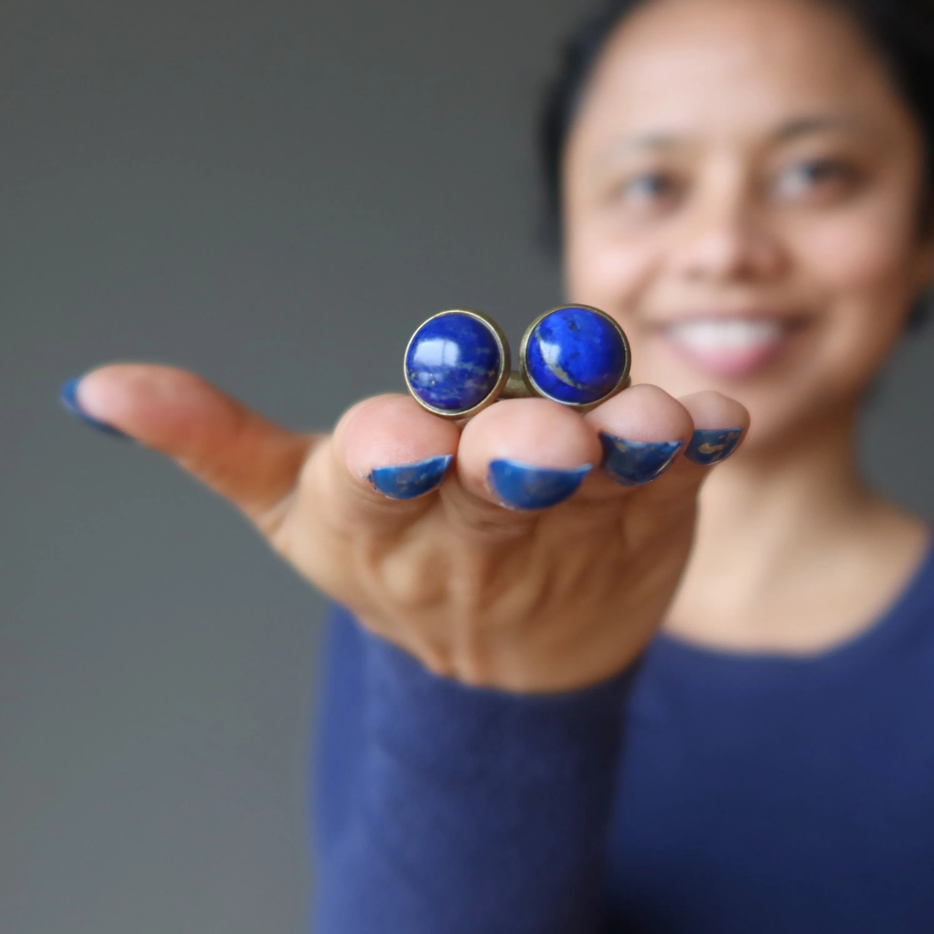 Lapis Cufflinks Peaceful Bronze Blue Stones