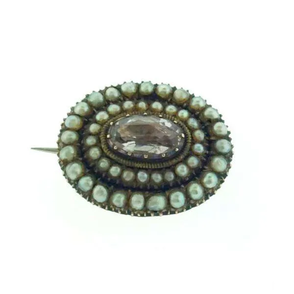 Late Georgian Pearl & Gem set Fichu Pin c1820