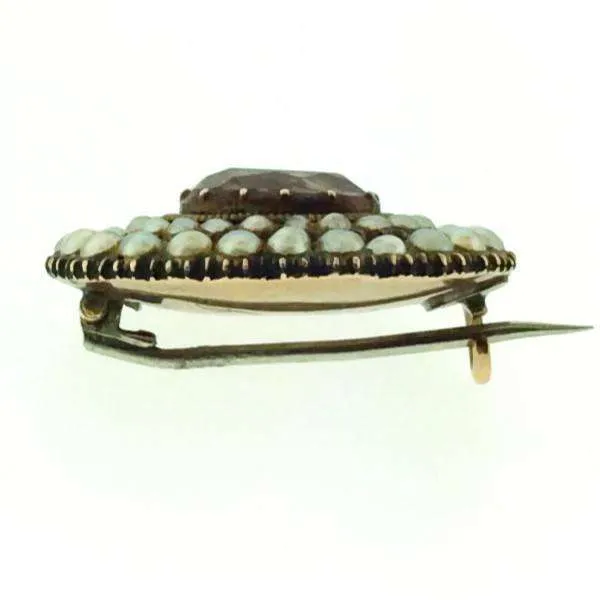 Late Georgian Pearl & Gem set Fichu Pin c1820
