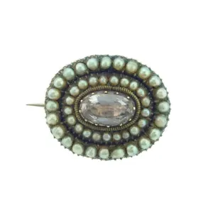 Late Georgian Pearl & Gem set Fichu Pin c1820