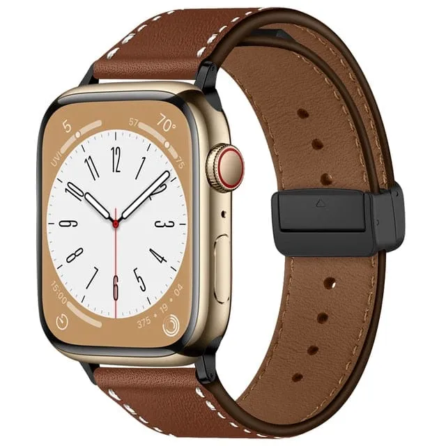 Magnetic Buckle Leather Watch Band