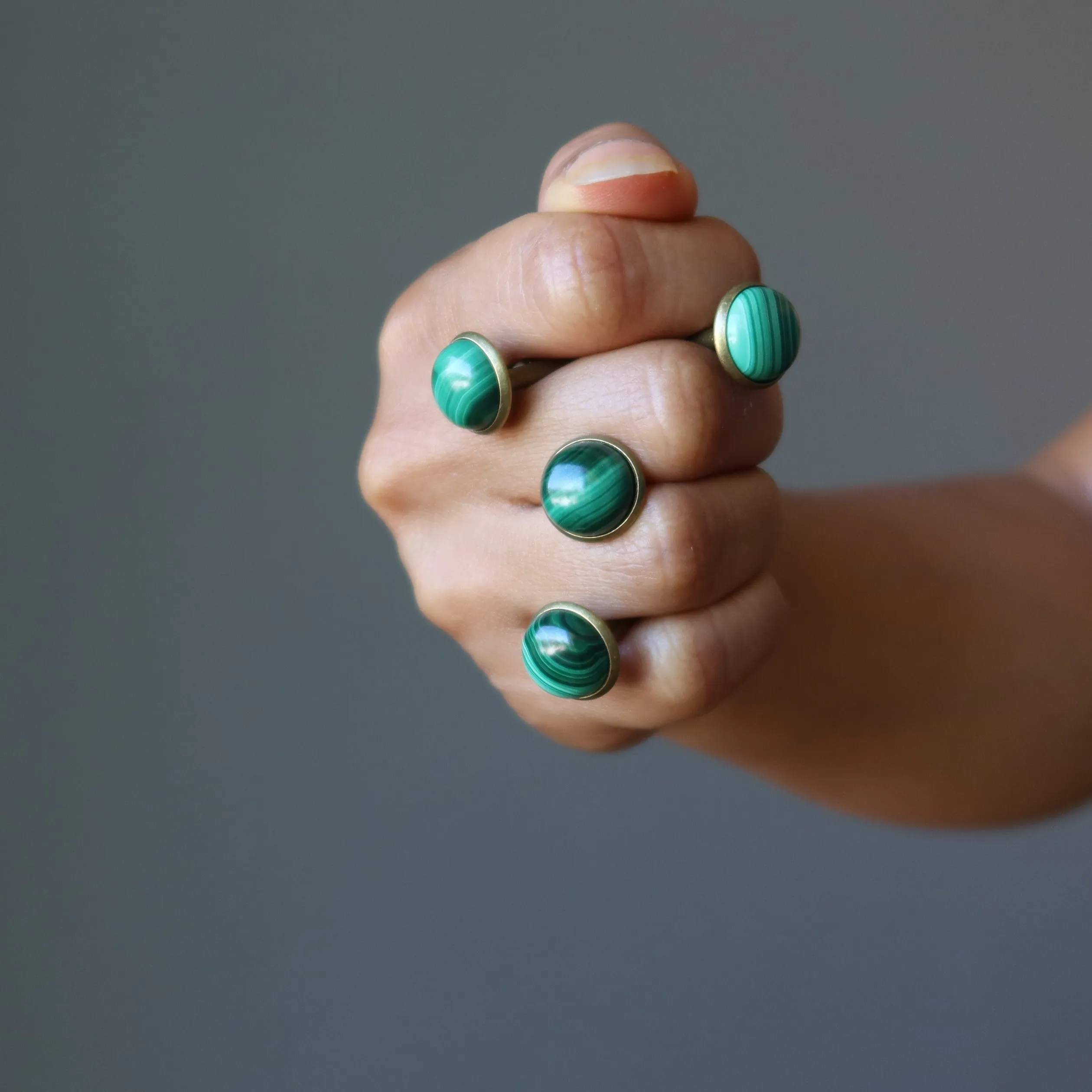 Malachite Cufflinks Green Polished Antiqued Bronze