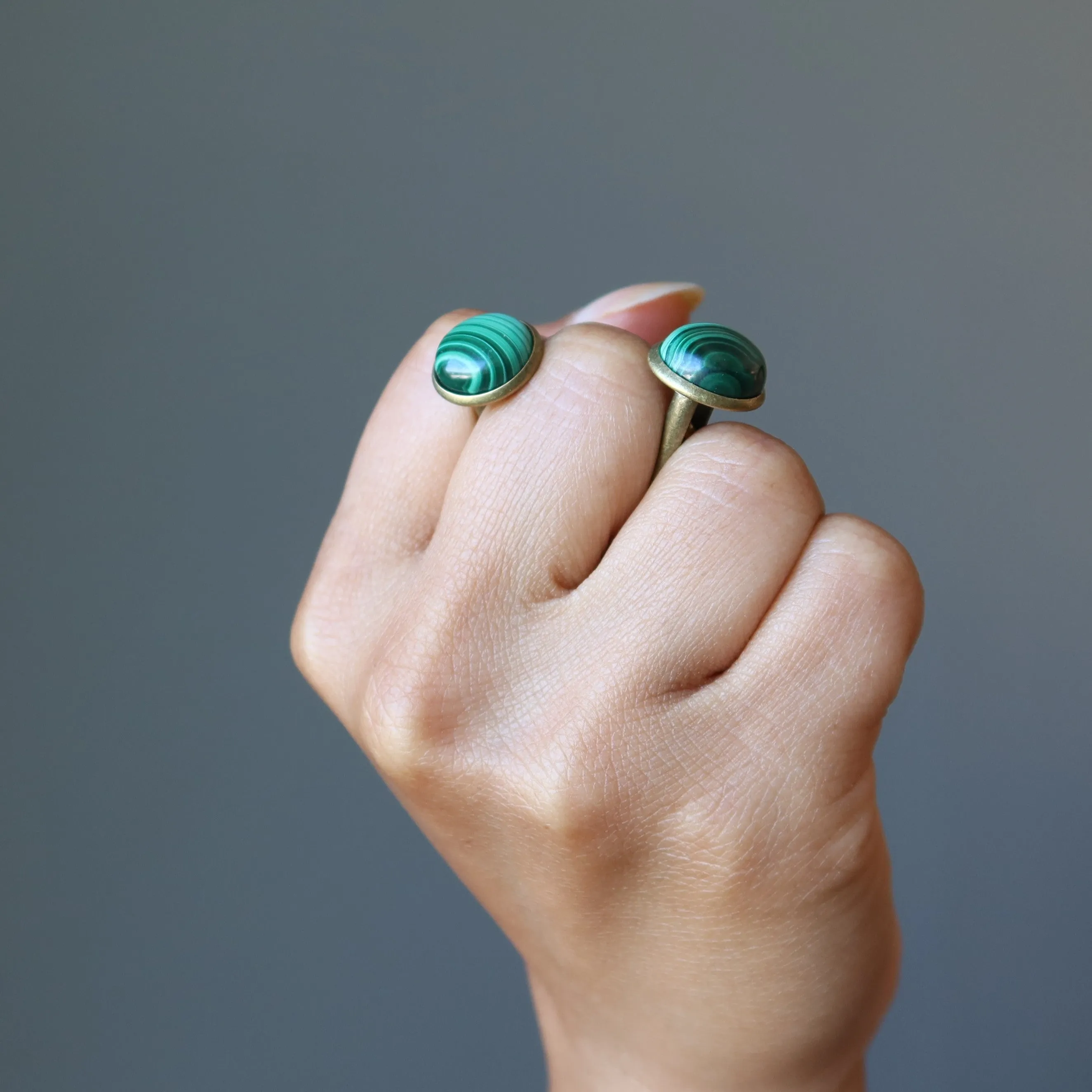 Malachite Cufflinks Green Polished Antiqued Bronze