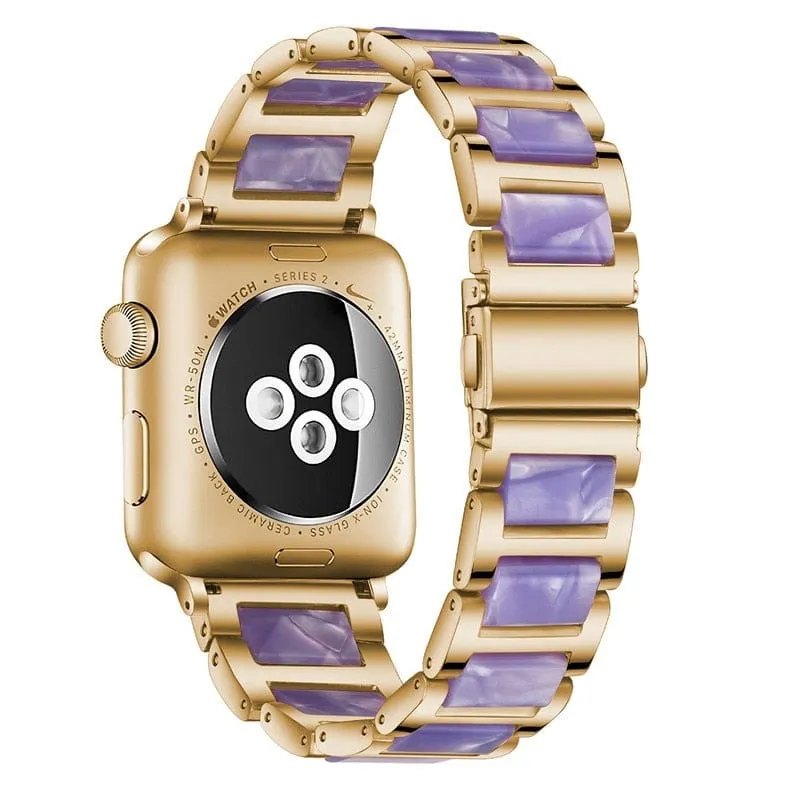 Marbled Resin Stainless Steel Watch Band