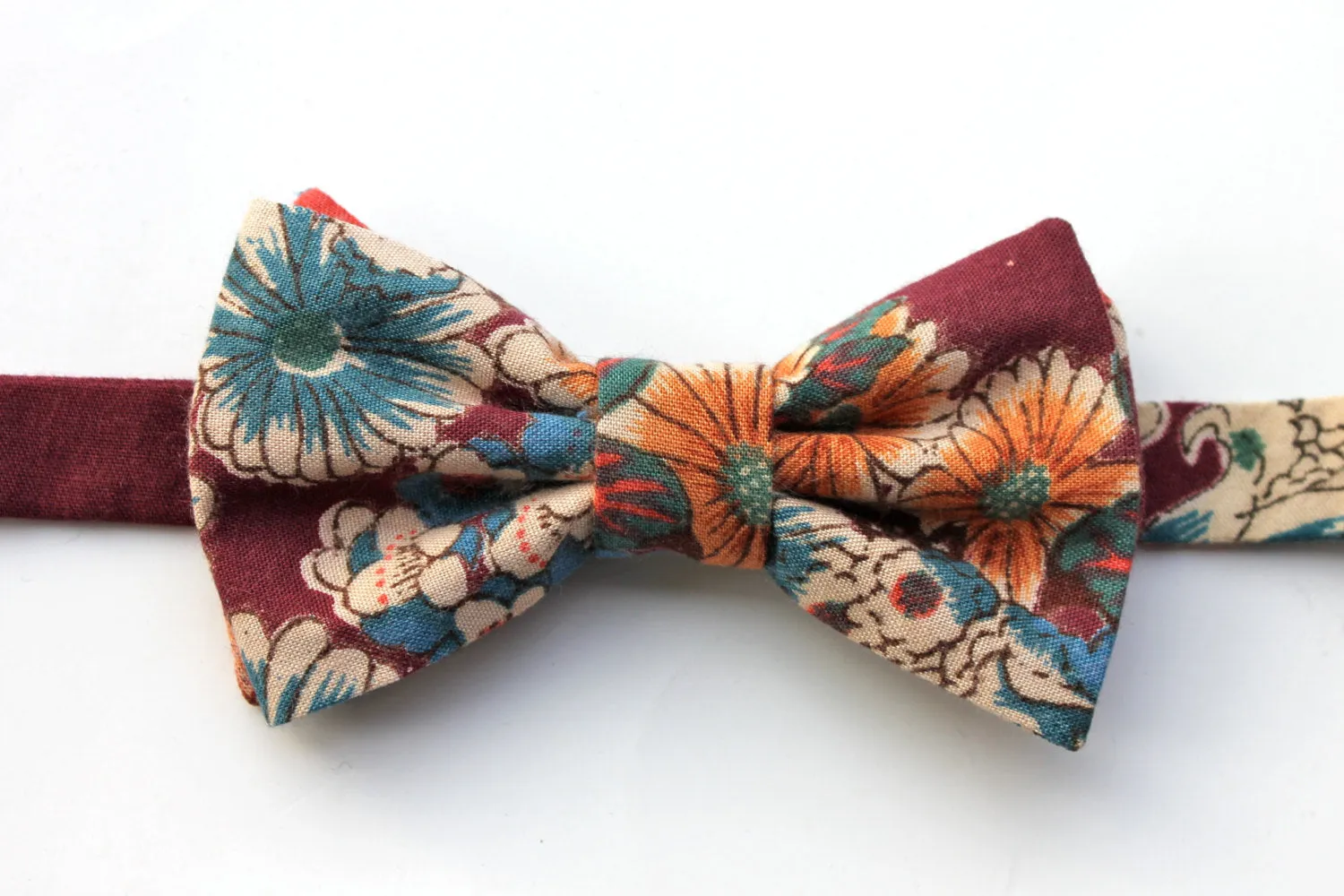 Maroon Floral Bow Tie