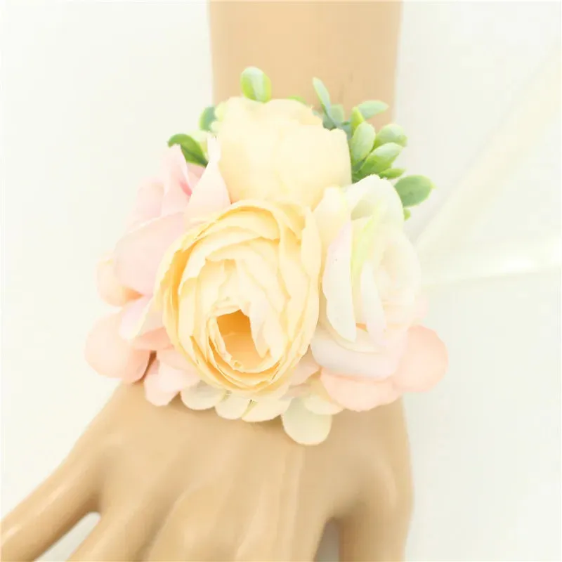 Mini Rose Flowers Head Wrist Flowers & Boutonnieres