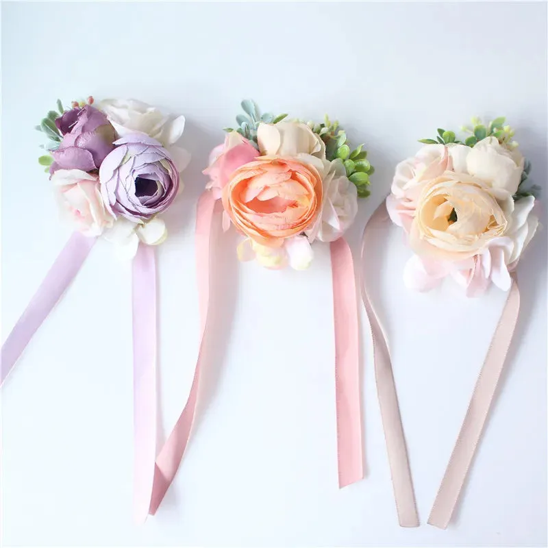 Mini Rose Flowers Head Wrist Flowers & Boutonnieres