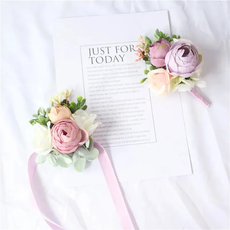 Mini Rose Flowers Head Wrist Flowers & Boutonnieres