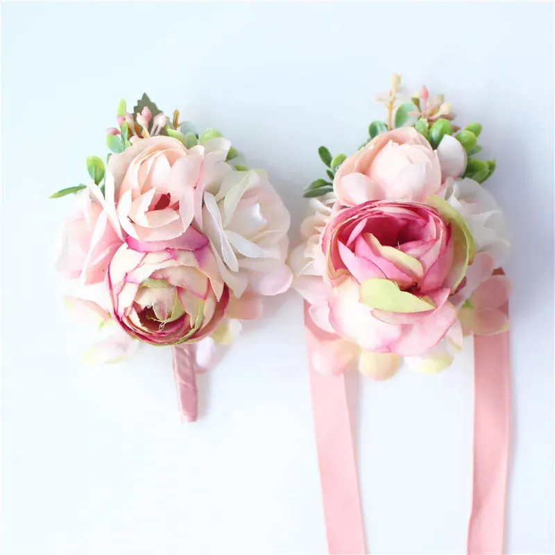 Mini Rose Flowers Head Wrist Flowers & Boutonnieres