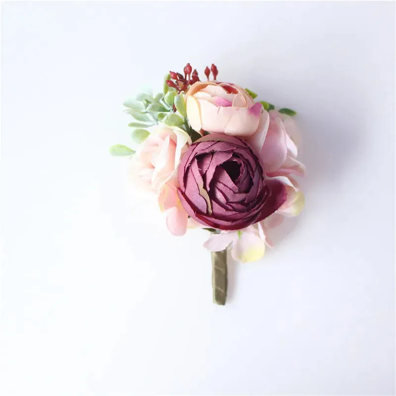 Mini Rose Flowers Head Wrist Flowers & Boutonnieres