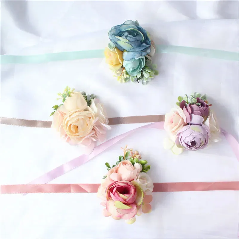 Mini Rose Flowers Head Wrist Flowers & Boutonnieres