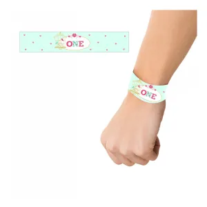 Mint and Pink Floral 1st Birthday Theme Wrist bands - Pack of 10