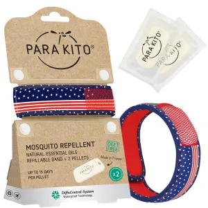 Mosquito Repellent Wristband with 2 refills - Patriot - USA Flag