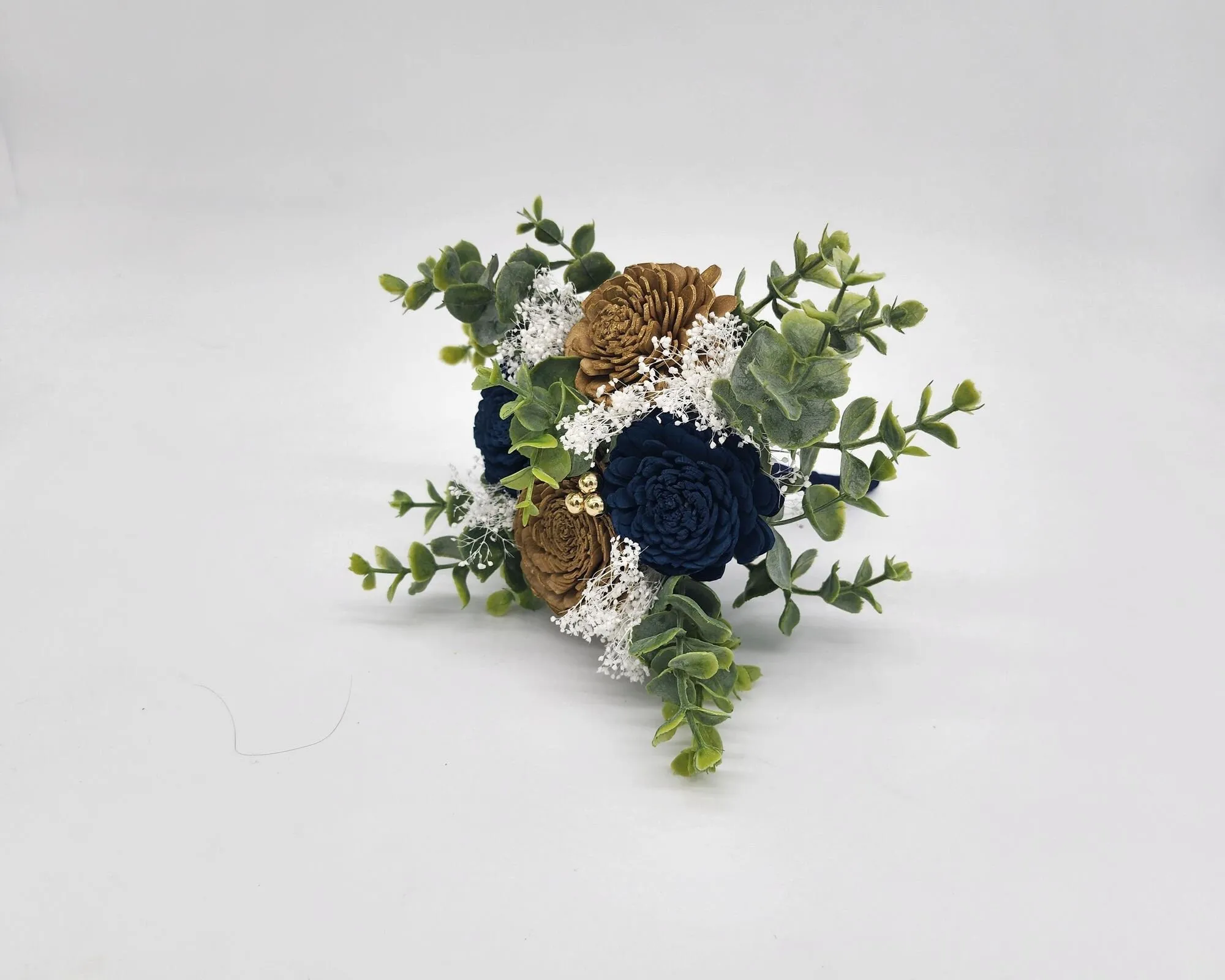 Navy blue And Gold Sola Wood Flower Bouquet