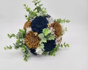 Navy blue And Gold Sola Wood Flower Bouquet