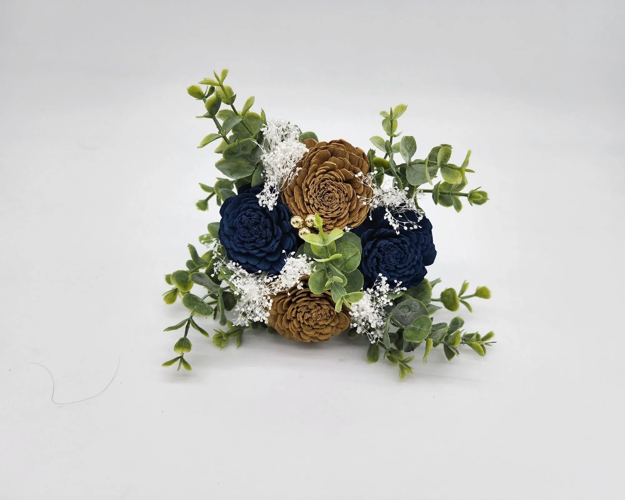 Navy blue And Gold Sola Wood Flower Bouquet