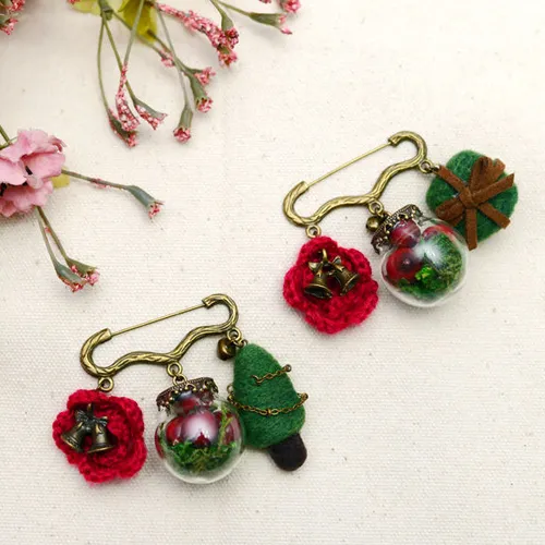 Needle Felted project Crafts Christmas knitting Tree Jewelry Brooch Hair Clip