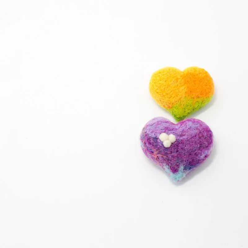 Needle Felting Crafts Heart Colorful Jewelry Brooch Hair Clip