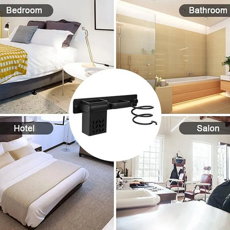 NEW Hair Dryer Holder Wall Mount Rack Bathroom Shelf Space Save Storage Accessories