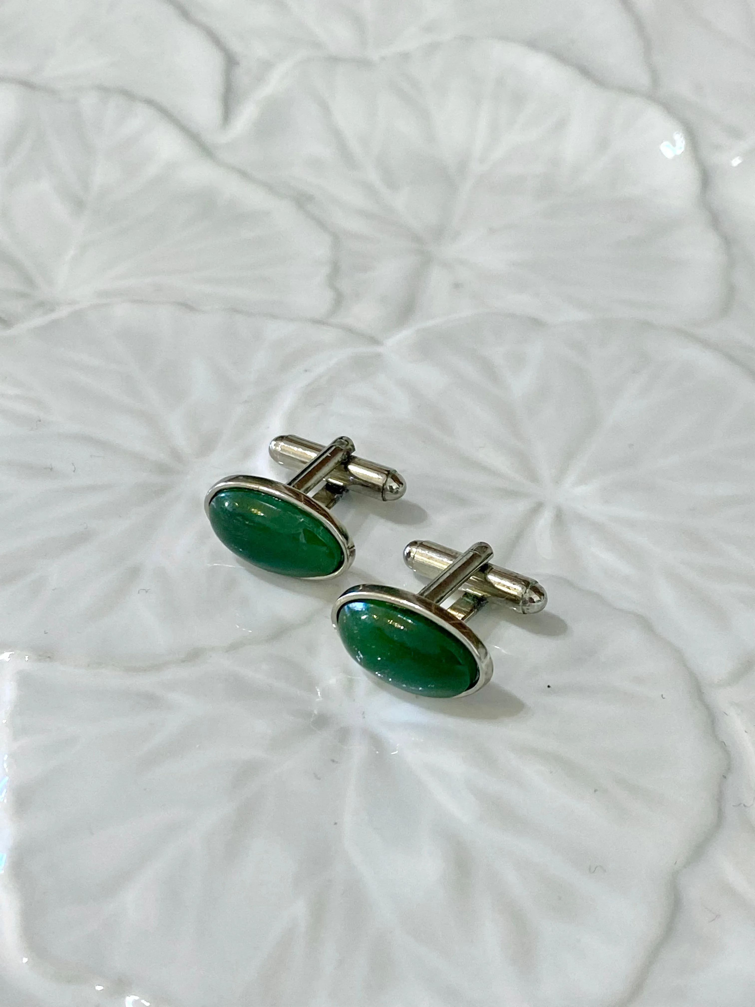 NZ Pounamu Greenstone Oval Cufflinks