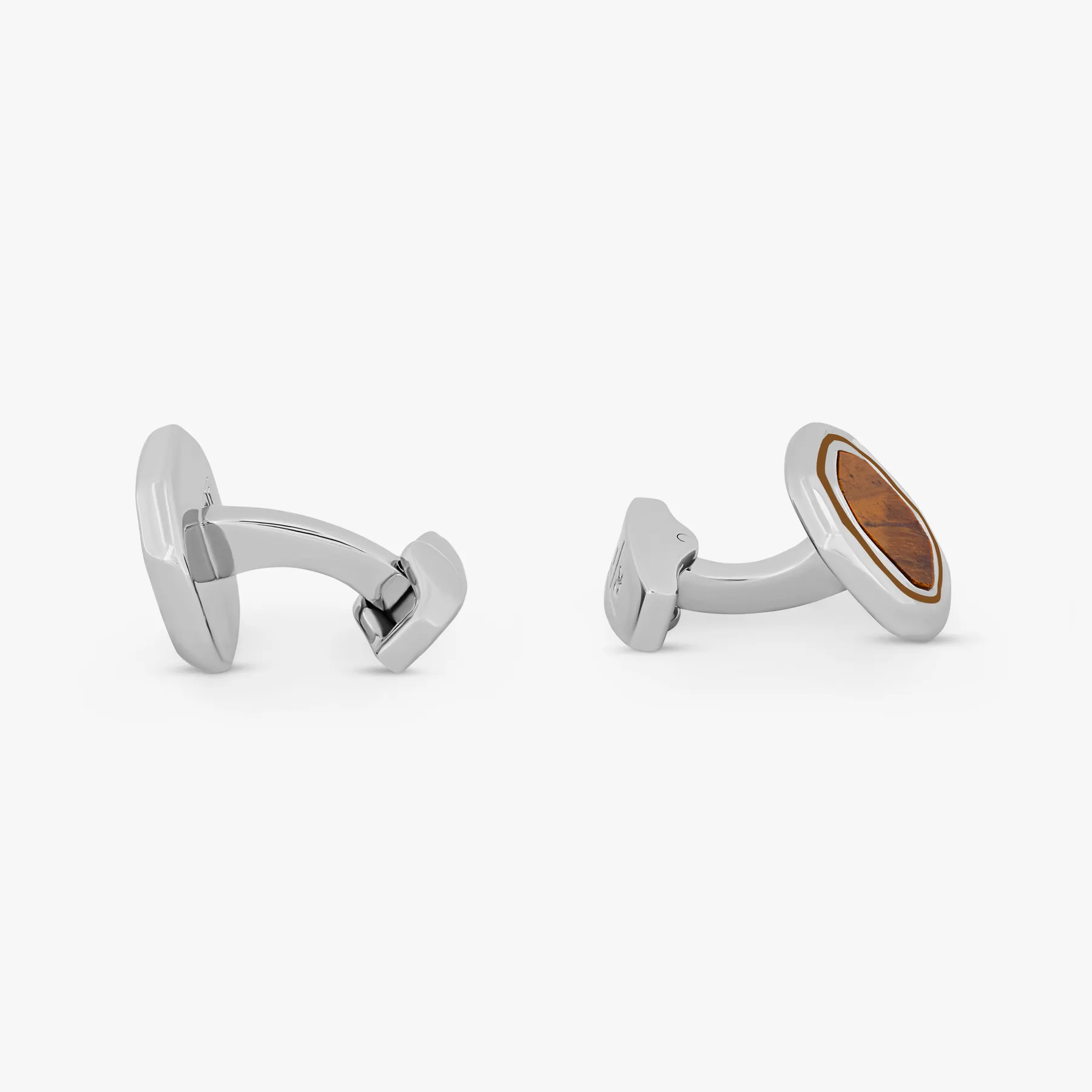 Octagon cufflinks in tiger eye with White bronze plating