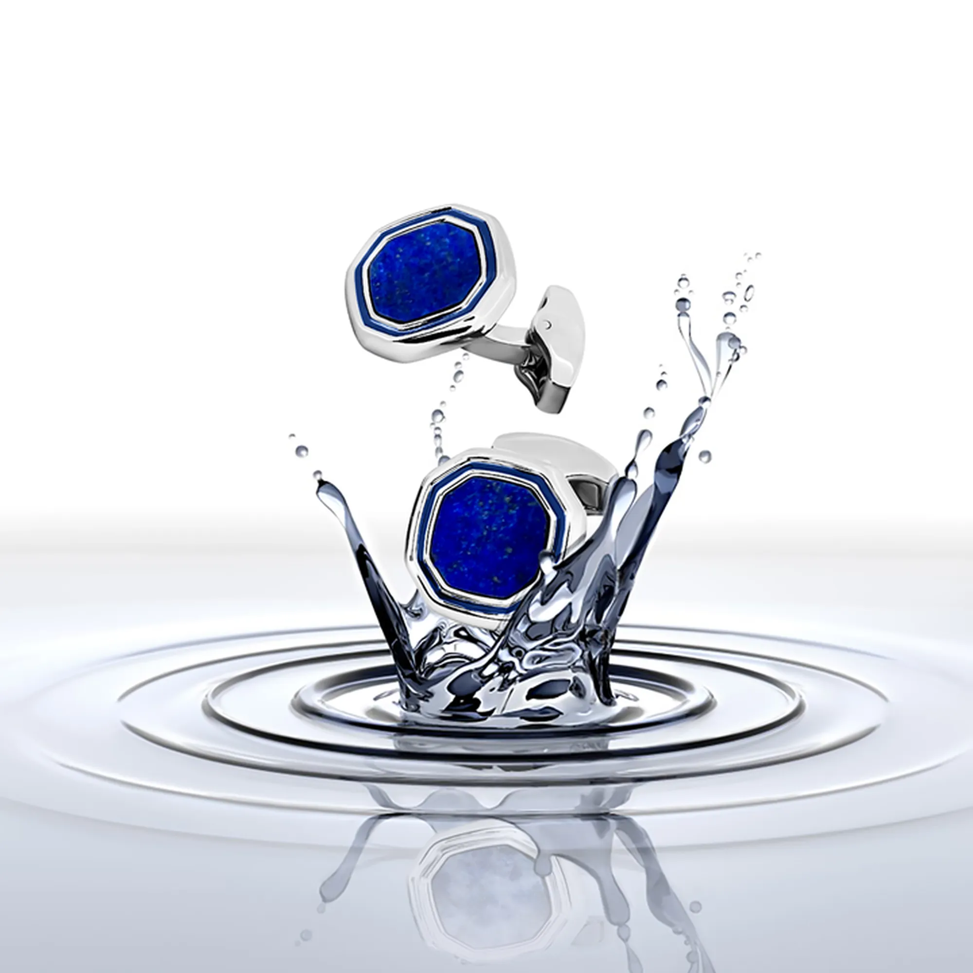 Octagon Cufflinks Onyx/ Lapis / MOP / Tiger Eye with Rhodium finish