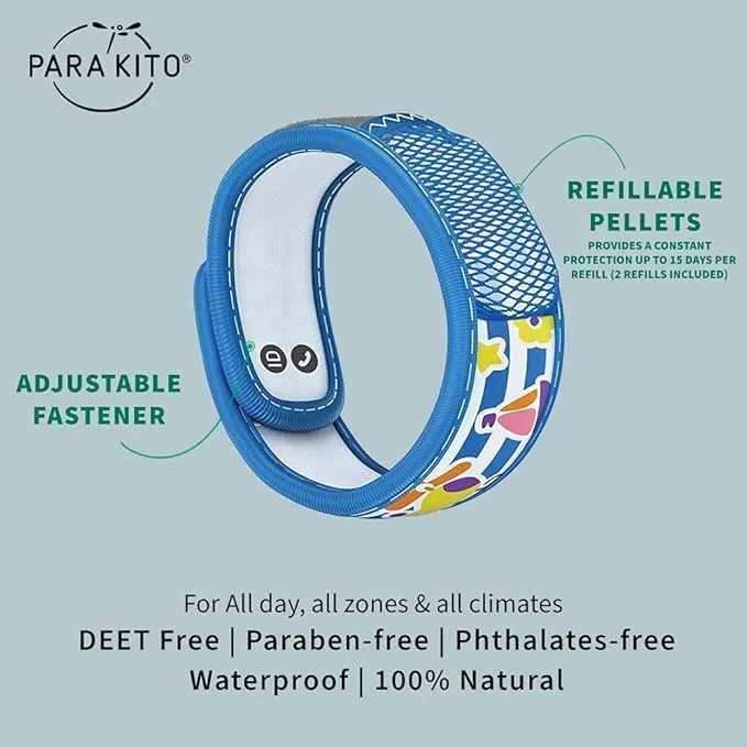 PARA'KITO Bug & Mosquito Bracelets for Kids | Mosquito Spray Alternative | Waterproof, Outdoor Insect Wristband w/Natural Essential Oils | Hiking, Trekking & Camping Accessories (Toys)