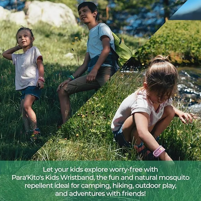 PARA'KITO Bug & Mosquito Bracelets for Kids | Mosquito Spray Alternative | Waterproof, Outdoor Insect Wristband w/Natural Essential Oils | Hiking, Trekking & Camping Accessories (Toys)