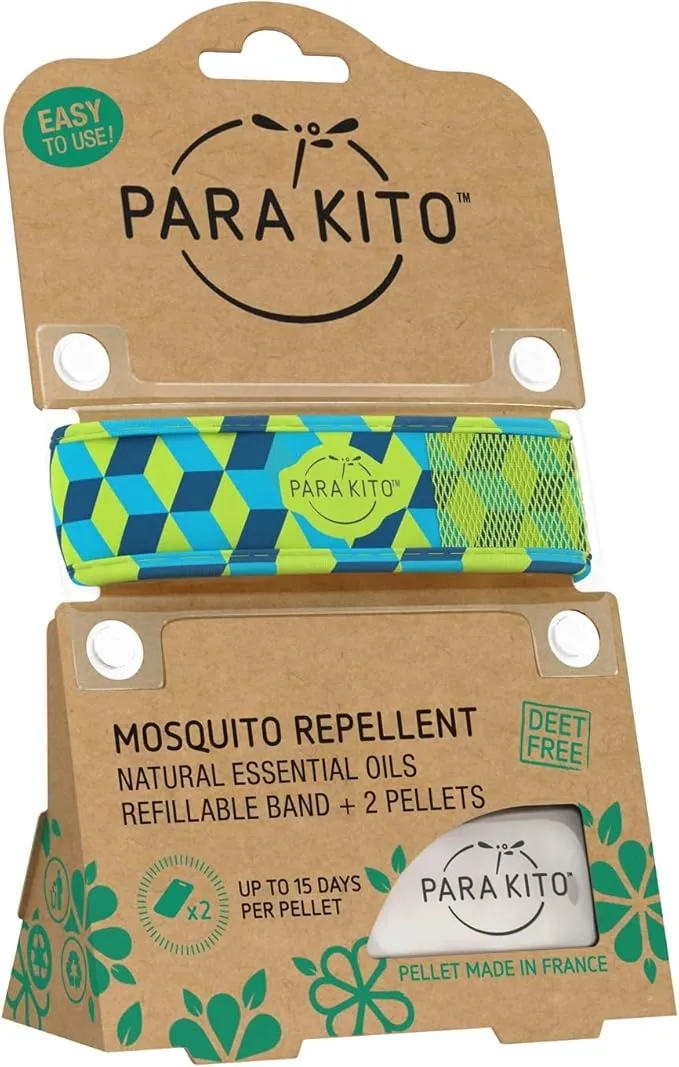 PARA'KITO Mosquito Insect & Bug Protection Wristband - Mosquito Stickers & Bug Spray Alternative - Summer Essentials, Beach Accessories, Hiking & Camping Essentials - Natural Essential Oils (Cube)