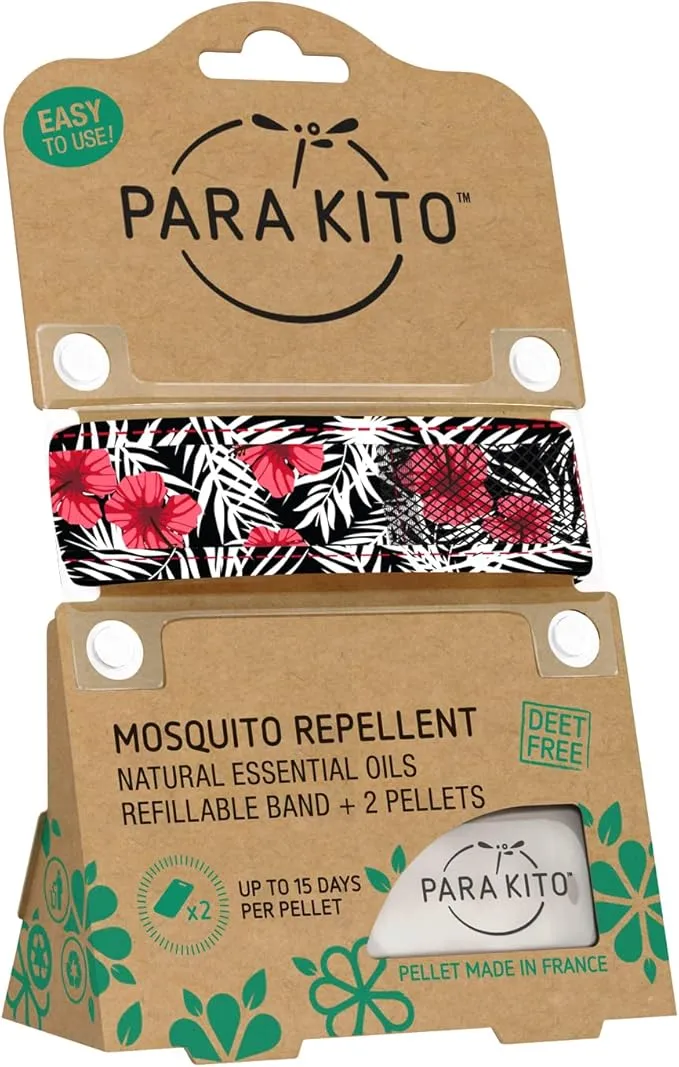 PARA'KITO Mosquito Insect & Bug Protection Wristband - Mosquito Stickers & Bug Spray Alternative - Summer Essentials, Beach Accessories, Hiking & Camping Essentials - Natural Essential Oils (Exotic)