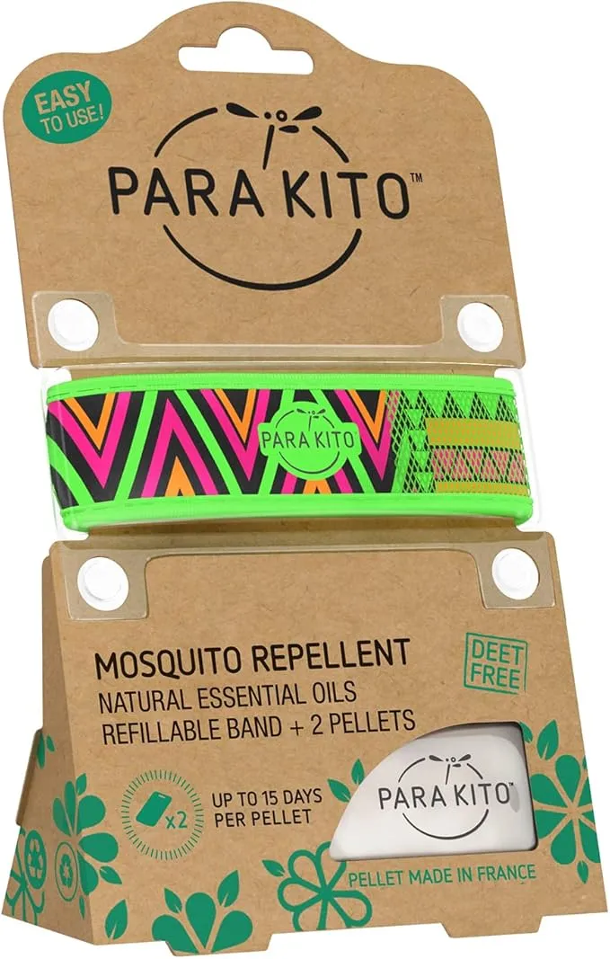 PARA'KITO Mosquito Insect & Bug Protection Wristband - Mosquito Stickers & Bug Spray Alternative - Summer Essentials, Beach Accessories, Hiking & Camping Essentials - Natural Essential Oils (Inka)