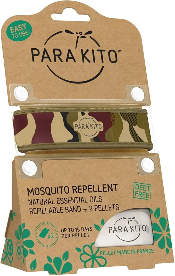 PARA'KITO Mosquito Insect & Bug Protection Wristband - Mosquito Stickers & Bug Spray Alternative - Summer Essentials, Beach Accessories, Hiking & Camping Essentials - Natural Essential Oils (Jungle)