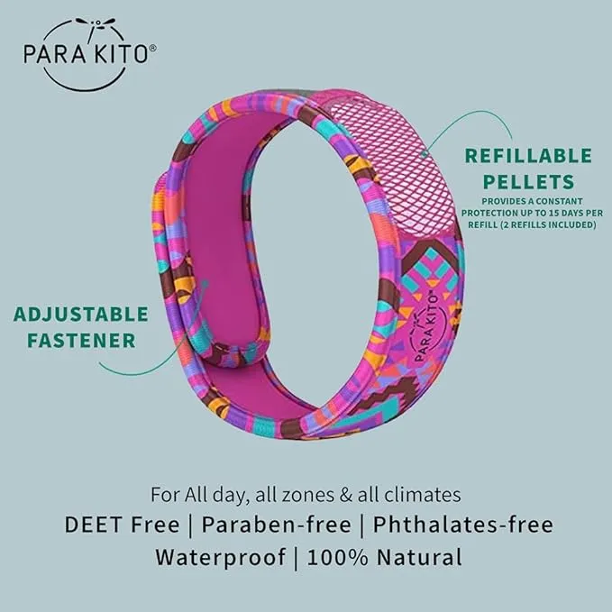 PARA'KITO Mosquito Insect & Bug Protection Wristband - Mosquito Stickers & Bug Spray Alternative - Summer Essentials, Beach Accessories, Hiking & Camping Essentials - Natural Essential Oils (Native)