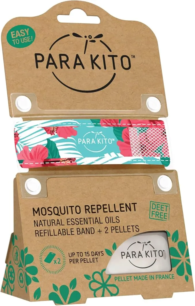 PARA'KITO Mosquito Insect & Bug Protection Wristband - Mosquito Stickers & Bug Spray Alternative - Summer Essentials, Beach Accessories, Hiking & Camping Essentials - Natural Essential Oils (Paradise)