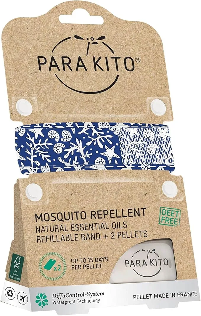 PARA'KITO Mosquito Insect & Bug Protection Wristband - Mosquito Stickers & Bug Spray Alternative - Summer Essentials, Beach Accessories, Hiking & Camping Essentials - Natural Essential Oils (Reef)