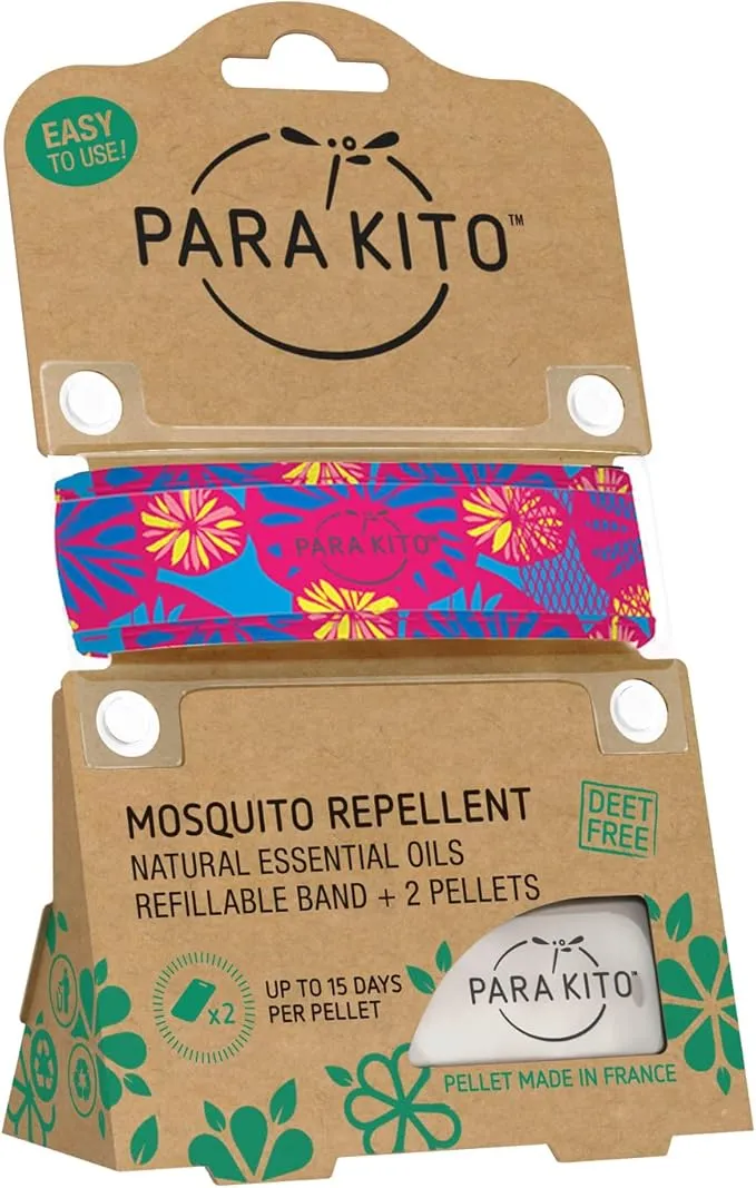 PARA'KITO Mosquito Insect & Bug Protection Wristband - Mosquito Stickers & Bug Spray Alternative - Summer Essentials, Beach Accessories, Hiking & Camping Essentials - Natural Essential Oils (Sunshine)